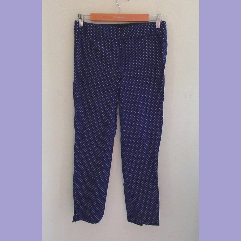 Cynthia Rowley polka dot ankle pants; navy blue; size 4